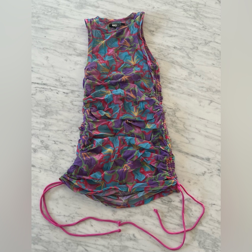 Beach Riot X Revolve Vera Swim Cover Up Dress Medium in Purple Floral - Picture 5 of 8